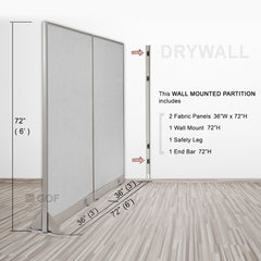 GOF 72"W x 48”/60”/72”H, Wall-Mounted Fabric Partition Package