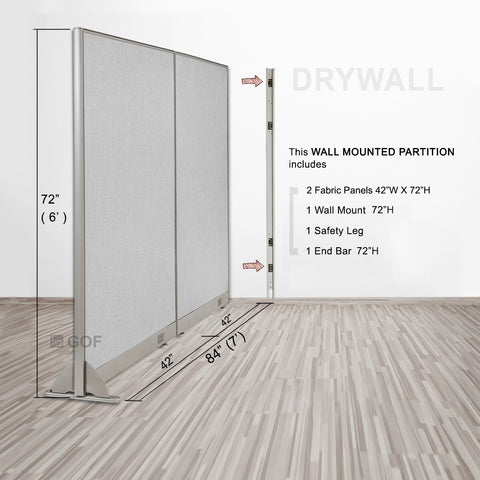 GOF 84"W x 48”/60”/72”H, Wall-Mounted Fabric Partition Package