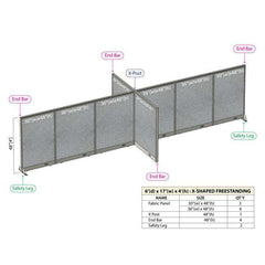 GOF Office X-Shaped Partition 72D x 204W x 48H - Kainosbuy.com