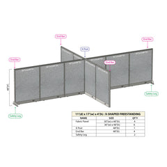 GOF Office X-Shaped Partition 132D x 204W x 48H - Kainosbuy.com
