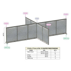 GOF Office X-Shaped Partition 144D x 204W x 48H - Kainosbuy.com