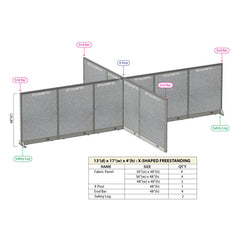 GOF Office X-Shaped Partition 156D x 204W x 48H - Kainosbuy.com