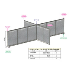 GOF Office X-Shaped Partition 120D x 216W x 48H - Kainosbuy.com