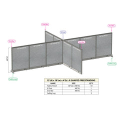 GOF Office X-Shaped Partition 144D x 216W x 48H - Kainosbuy.com