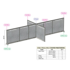 GOF Office X-Shaped Partition 96D x 228W x 48H - Kainosbuy.com