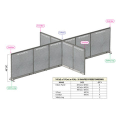 GOF Office X-Shaped Partition 120D x 228W x 48H - Kainosbuy.com