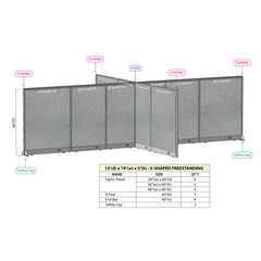 GOF 156"D x 228"W x 48”/60”/72”H, X-Shaped Freestanding Fabric Partition Package
