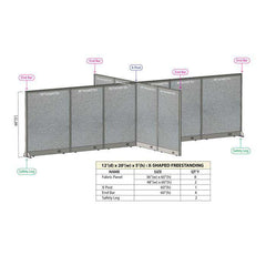 GOF 144"D x 240"W x 48”/60”/72”H, X-Shaped Freestanding Fabric Partition Package