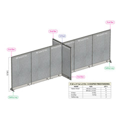 GOF 60"D x 252"W x 48”/60”/72”H, X-Shaped Freestanding Fabric Partition Package