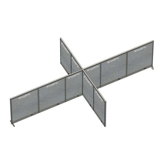 GOF 144"D x 252"W x 48”/60”/72”H, X-Shaped Freestanding Fabric Partition Package
