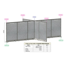 GOF 156"D x 252"W x 48”/60”/72”H, X-Shaped Freestanding Fabric Partition Package