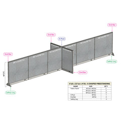 GOF 60"D x 264"W x 48”/60”/72”H, X-Shaped Freestanding Fabric Partition Package