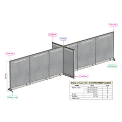 GOF 60"D x 264"W x 48”/60”/72”H, X-Shaped Freestanding Fabric Partition Package