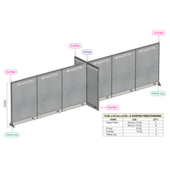 GOF 60"D x 288"W x 48”/60”/72”H, X-Shaped Freestanding Fabric Partition Package