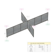 GOF 156"D x 288"W x 48”/60”/72”H, X-Shaped Freestanding Fabric Partition Package