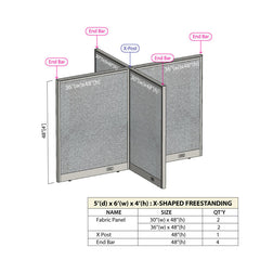 GOF Office X-Shaped Partition 60D x 72W x 48H - Kainosbuy.com