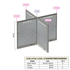GOF Office X-Shaped Partition 72D x 72W x 48H - Kainosbuy.com