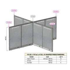 GOF Office X-Shaped Partition 120D x 120Wx 48H - Kainosbuy.com