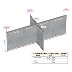 GOF Office X-Shaped Partition 60D x 132W x 48H - Kainosbuy.com