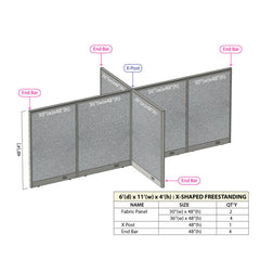 GOF Office X-Shaped Partition 72D x 132W x 48H - Kainosbuy.com