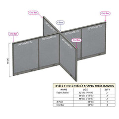 GOF Office X-Shaped Partition 96D x 132W x 48H - Kainosbuy.com