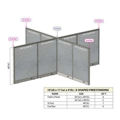 GOF Office X-Shaped Partition 120D x 132Wx 48H - Kainosbuy.com