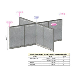 GOF Office X-Shaped Partition 132D x 132W x 48H - Kainosbuy.com