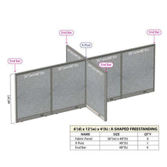 GOF Office X-Shaped Partition 72D x 144W x 48H - Kainosbuy.com