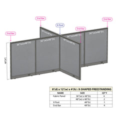 GOF Office X-Shaped Partition 96D x 144W x 48H - Kainosbuy.com