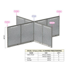 GOF Office X-Shaped Partition 120D x 144Wx 48H - Kainosbuy.com