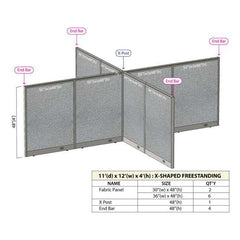 GOF Office X-Shaped Partition 132D x 144W x 48H - Kainosbuy.com