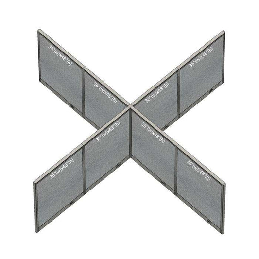 GOF Office X-Shaped Partition 144D x 144W x 48H - Kainosbuy.com