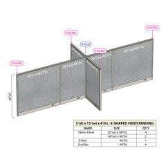 GOF Office X-Shaped Partition 60D x 156W x 48H - Kainosbuy.com