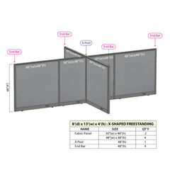GOF Office X-Shaped Partition 96D x 156W x 48H - Kainosbuy.com
