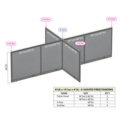 GOF Office X-Shaped Partition 96D x 168W x 48H - Kainosbuy.com