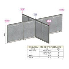 GOF Office X-Shaped Partition 120D x 168Wx 48H - Kainosbuy.com