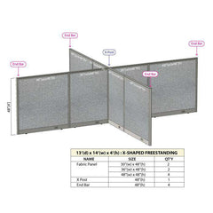 GOF Office X-Shaped Partition 156D x 168W x 48H - Kainosbuy.com