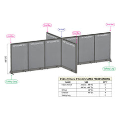 GOF Office X-Shaped Partition 96D x 180W x 48H - Kainosbuy.com