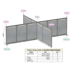 GOF Office X-Shaped Partition 156D x 180W x 48H - Kainosbuy.com