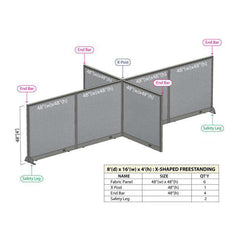 GOF Office X-Shaped Partition 96D x 192W x 48H - Kainosbuy.com