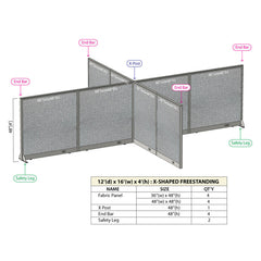 GOF Office X-Shaped Partition 144D x 192W x 48H - Kainosbuy.com