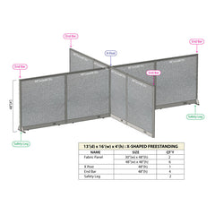 GOF Office X-Shaped Partition 156D x 192W x 48H - Kainosbuy.com