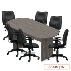 8ft. Racetrack Conference Table with<br>6 Chairs (G11612B) - Kainosbuy.com