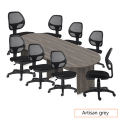 10ft. Racetrack Conference Table with<br>8 Chairs (G11642B) - Kainosbuy.com