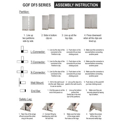 GOF 30"D x 216"W x 48”/60”/72”H, T-Shaped Freestanding Fabric Partition