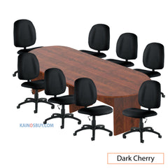 10ft. Racetrack Conference Table with<br>8 Chairs (G11650B) - Kainosbuy.com