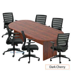 8ft. Racetrack Conference Table with<br>6 Chairs (G11921B) - Kainosbuy.com