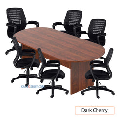 8ft. Racetrack Conference Table with<br>6 Chairs (G11750B) - Kainosbuy.com