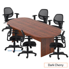 8ft. Racetrack Conference Table with<br>6 Chairs (G11647B) - Kainosbuy.com
