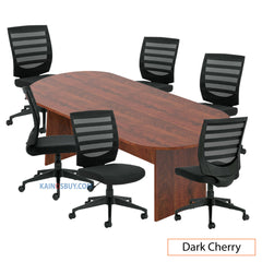 8ft. Racetrack Conference Table with<br>6 Chairs(G11922B) - Kainosbuy.com